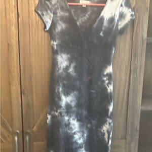 Navy and White Tie-Dye Dress